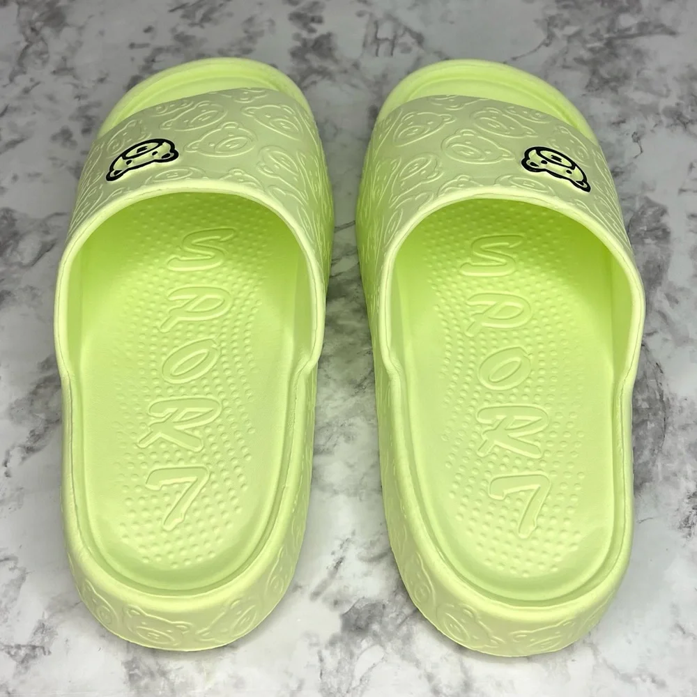 Teddy Bear Cartoon Cloud Pillow Foam Light Slip On House Slide Sandal Shoes NWOT - Picture 3 of 8